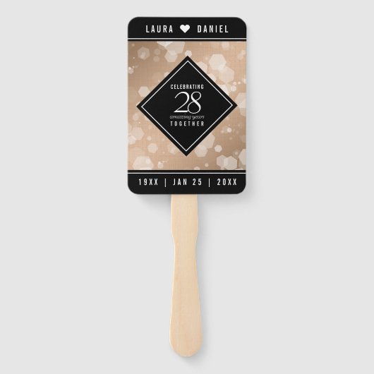 28エレガントthリネン結婚ズ記念お祝い ハンドファン (裏面)