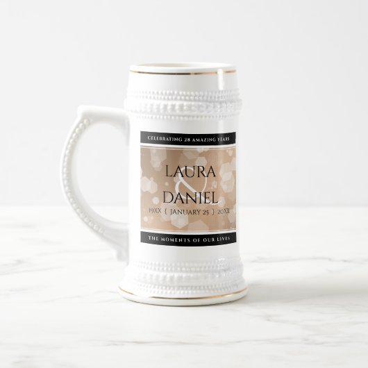 28エレガントthリネン結婚ズ記念お祝い ビールジョッキ (左)