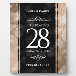 28エレガントthリネン結婚ズ記念お祝い フォトプラーク