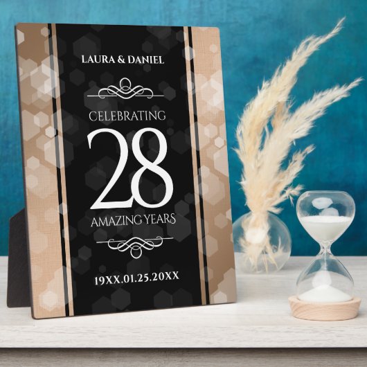 28エレガントthリネン結婚ズ記念お祝い フォトプラーク (側面)
