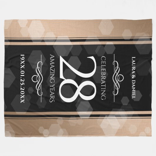 28エレガントthリネン結婚ズ記念お祝い フリースブランケット (正面(横))