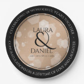 28エレガントthリネン結婚ズ記念お祝い ペーパープレート (正面)