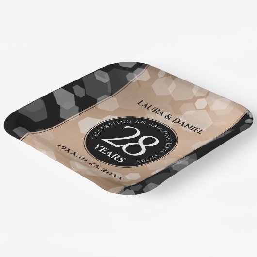 28エレガントthリネン結婚ズ記念お祝い ペーパープレート (傾斜あり)