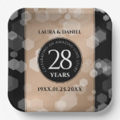 28エレガントthリネン結婚ズ記念お祝い ペーパープレート (正面)