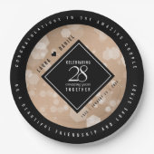 28エレガントthリネン結婚ズ記念お祝い ペーパープレート (正面)