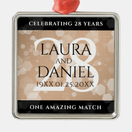 28エレガントthリネン結婚ズ記念お祝い メタルオーナメント