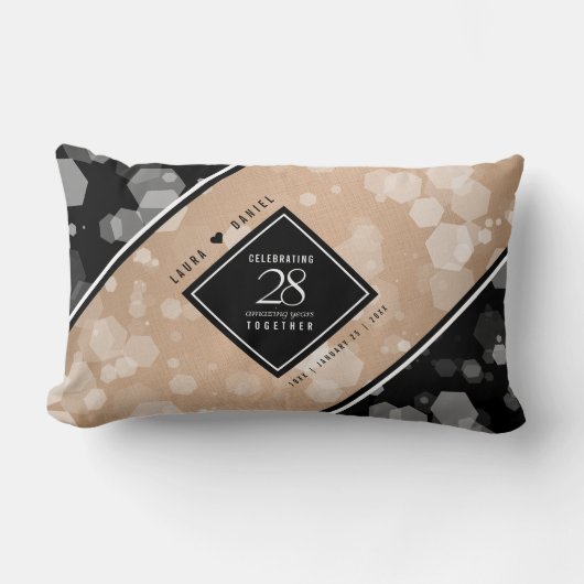 28エレガントthリネン結婚ズ記念お祝い ランバークッション (正面)