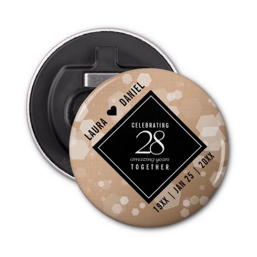 28エレガントthリネン結婚ズ記念お祝い 栓抜き (正面)