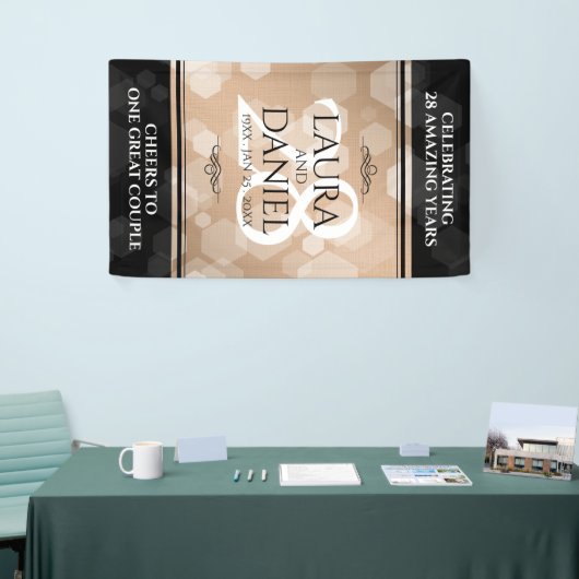 28エレガントthリネン結婚ズ記念お祝い 横断幕 (トレードショー)