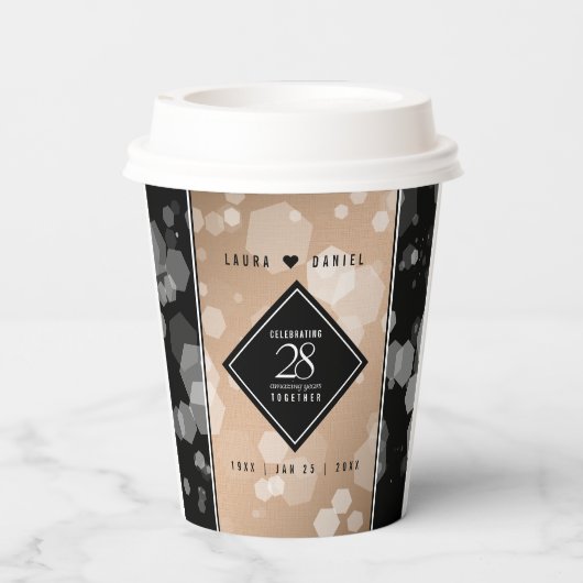 28エレガントthリネン結婚ズ記念お祝い 紙コップ (裏面)