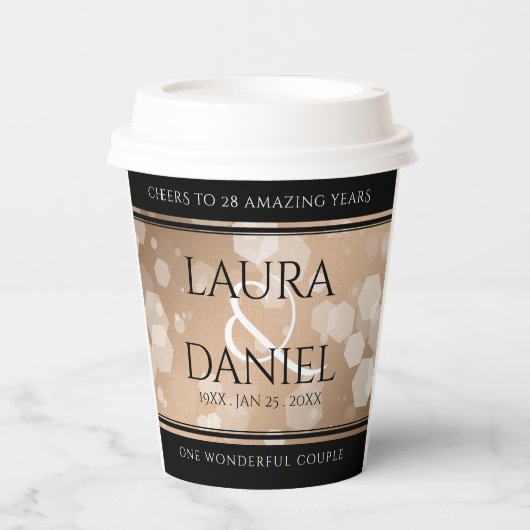 28エレガントthリネン結婚ズ記念お祝い 紙コップ (正面)