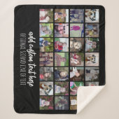 28フォトコラージグリッド – 2文字ボックス – 白黒 シェルパブランケット (正面)