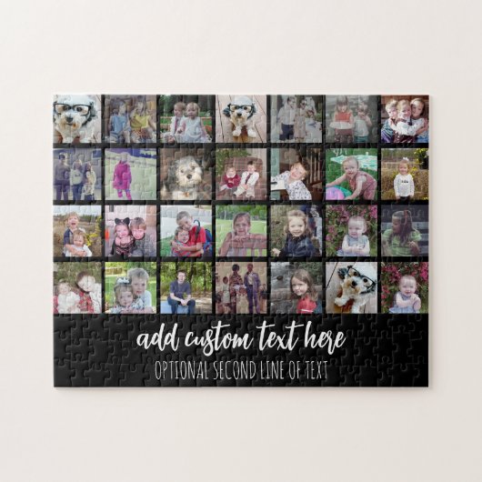 28フォトコラージグリッド – 2文字ボックス – 白黒 ジグソーパズル (横)