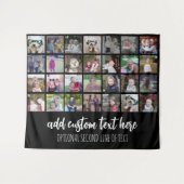 28フォトコラージグリッド – 2文字ボックス – 白黒 タペストリー (正面(横))