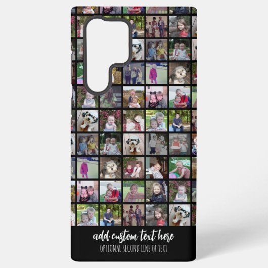 28フォトコラージグリッド – 2文字ボックス – 黒 SAMSUNG GALAXYケース (裏面)
