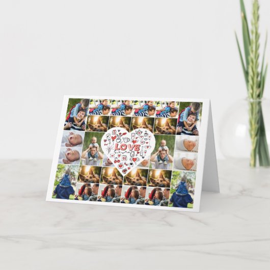 28フォトコラージフレームとラブヒアセンターピース カード (正面)