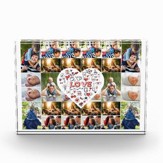 28フォトコラージフレームとラブヒアセンターピース フォトブロック (正面)