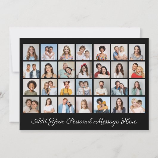 28フォトコラージュあいさつ文の編集可能な色を追加 招待状 (正面)