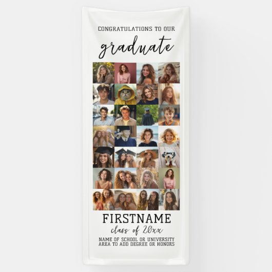 28フォトコラージュ卒業白モダンミニマル色 横断幕 (縦)