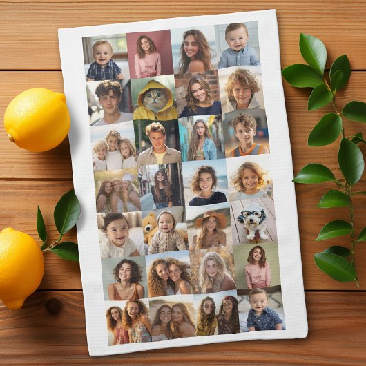 28フォトコラージュ – カスタム文字 – 白黒 キッチンタオル