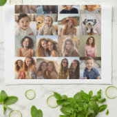 28フォトコラージュ – カスタム文字 – 白黒 キッチンタオル (折り畳み)