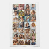 28フォトコラージュ – カスタム文字 – 白黒 キッチンタオル (縦)