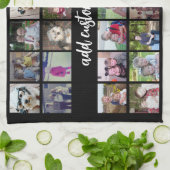 28フォトコラージンググリッド – 1文字ボックス – 白黒 キッチンタオル (折り畳み)