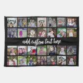 28フォトコラージンググリッド – 1文字ボックス – 白黒 キッチンタオル (横)