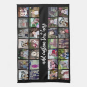 28フォトコラージンググリッド – 1文字ボックス – 白黒 キッチンタオル (縦)