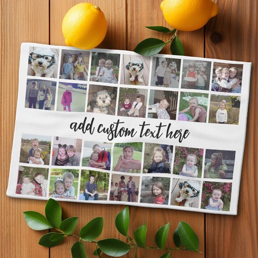 28フォトコラージンググリッド – 1文字ボックス – 白黒 キッチンタオル