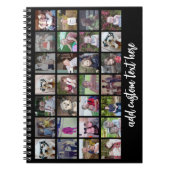 28フォトコラージンググリッド – 1文字ボックス – 白黒 ノートブック (正面)