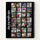 28フォトコラージンググリッド – 1文字ボックス – 白黒 ノートブック (裏面)