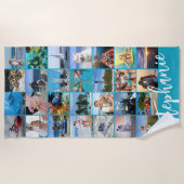 28フォトパーソナライズされたコラージュカスタムカラー ビーチタオル (正面)