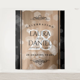28周年リネン結婚記念日の優雅な祝い タペストリー