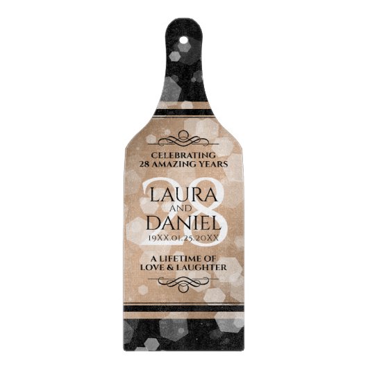 28周年リネン結婚記念日をお祝いしよう カッティングボード (正面)