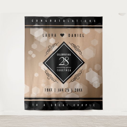 28周年リネン結婚記念日をお祝いしよう タペストリー (正面)