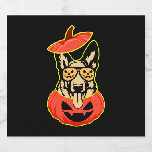 28怖いカボチャシャツのドイツの羊飼いおもしろいCu スパークリングワインラベル (シングルラベル)