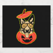 28怖いカボチャシャツのドイツの羊飼いおもしろいCu スパークリングワインラベル (シングルラベル)