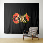 28怖いカボチャシャツのドイツの羊飼いおもしろいCu タペストリー (インサイチュ(横))