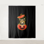 28怖いカボチャシャツのドイツの羊飼いおもしろいCu タペストリー (正面)