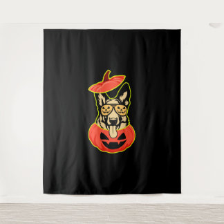 28怖いカボチャシャツのドイツの羊飼いおもしろいCu タペストリー