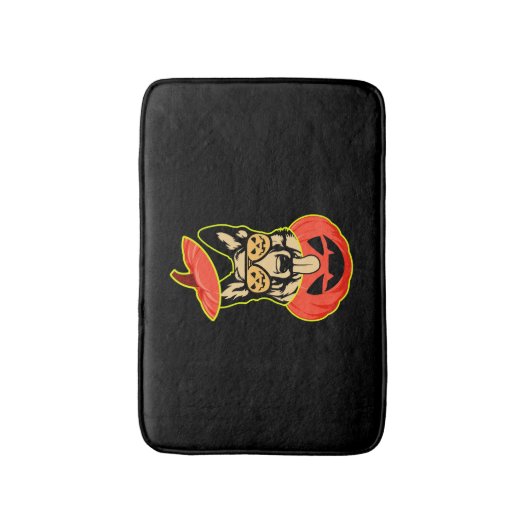 28怖いカボチャシャツのドイツの羊飼いおもしろいCu バスマット (正面縦)