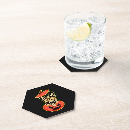 28怖いカボチャシャツのドイツの羊飼いおもしろいCu ペーパーコースター (インサイチュ)