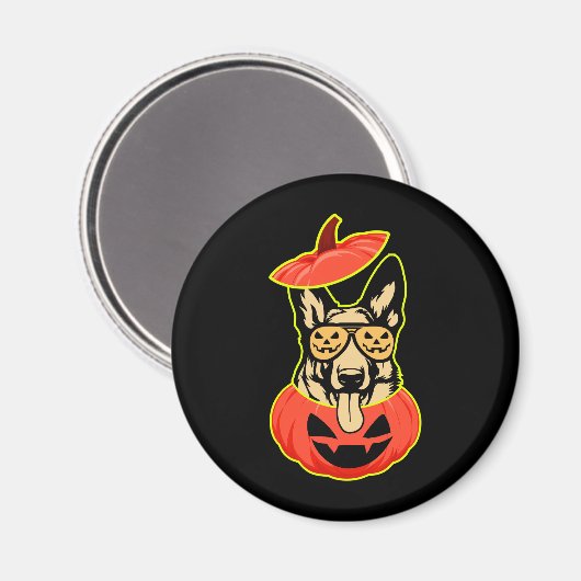 28怖いカボチャシャツのドイツの羊飼いおもしろいCu マグネット (正面/裏面)