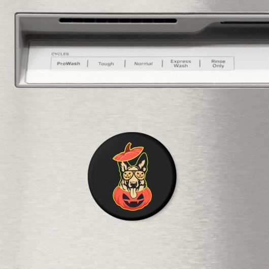 28怖いカボチャシャツのドイツの羊飼いおもしろいCu マグネット (インサイチュ (食洗機))