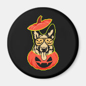 28怖いカボチャシャツのドイツの羊飼いおもしろいCu マグネット (正面)