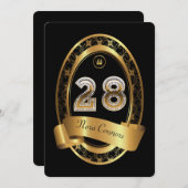 28日,誕生日パーティーの女性の男性,色エレガント色 招待状 (正面/裏面)