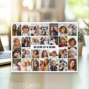 28枚の写真コラージュグリッド - テキストボックス1つ ポストカード