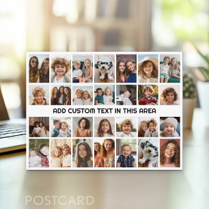 28枚の写真コラージュグリッド - テキストボックス1つ ポストカード