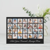 28枚の写真コラージュ あなたのグリーティングを編集可能な色 招待状 (スタンド正面)